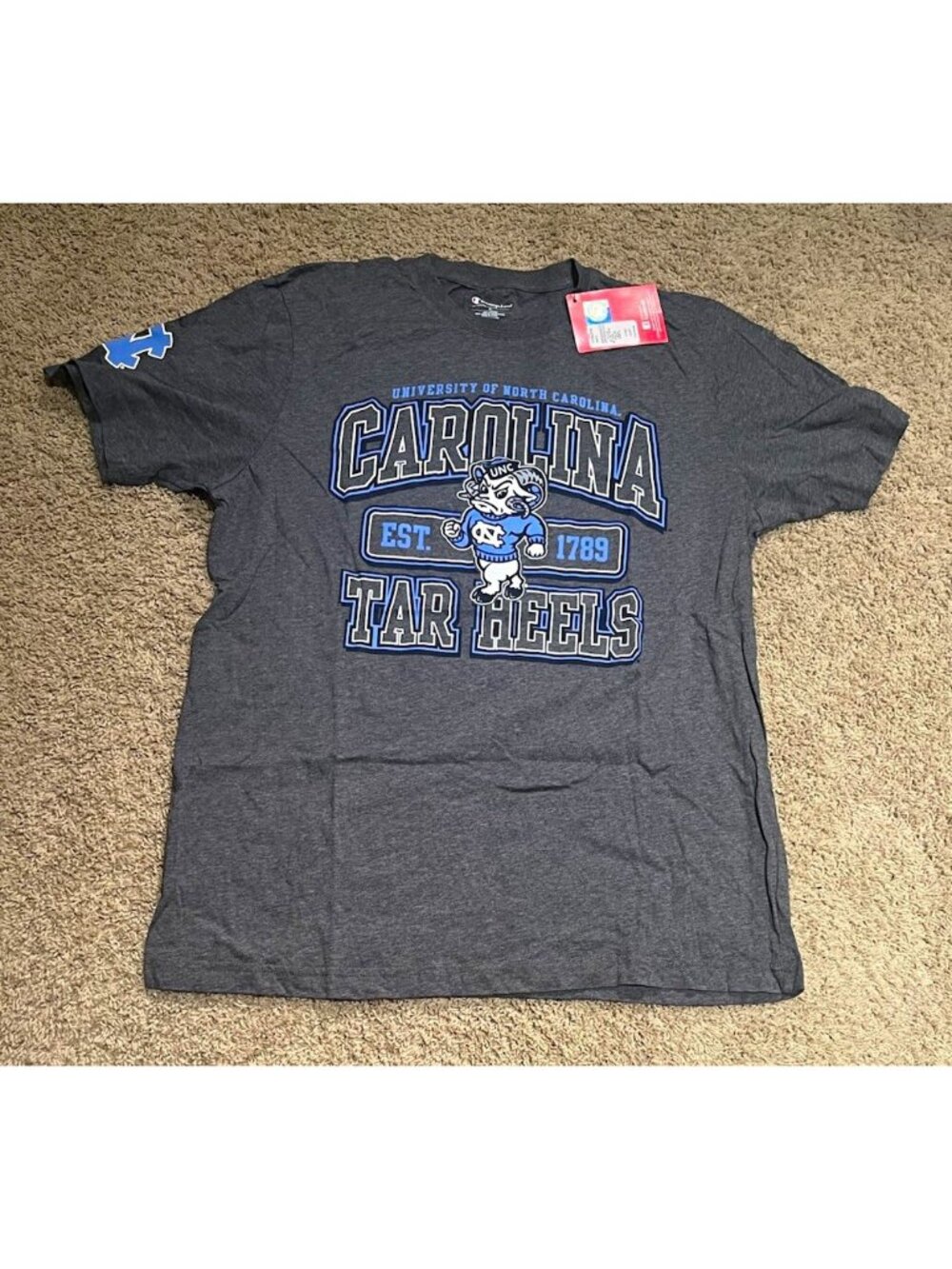 Champion North Carolina Tar Heels Gray Graphic T-Shirt Size L